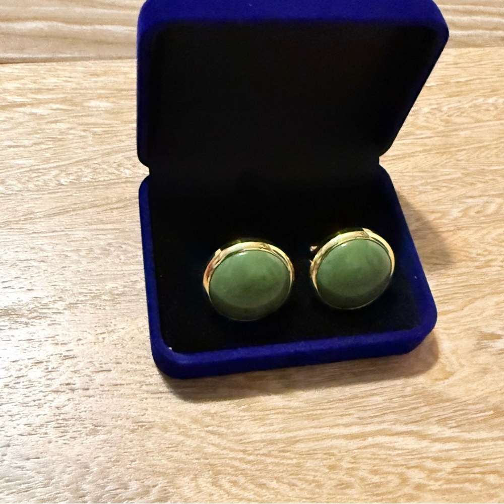 Green Aventurine Cufflinks 1inch Round Green Cufflinks box included